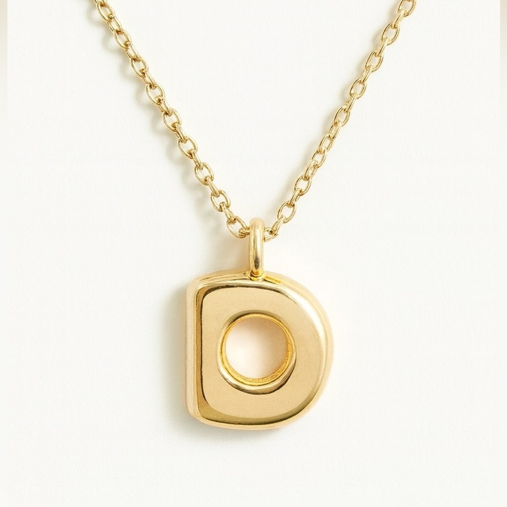 Gold Bubble Initial Letter Necklace (4000)